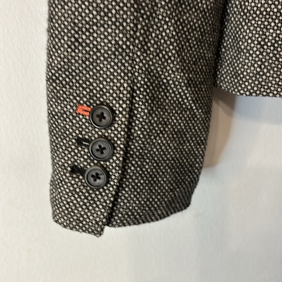New Without Tags Herringbone Blazer Jacket Sz 4 Front Pockets Contrast Sleeves - Picture 10 of 13
